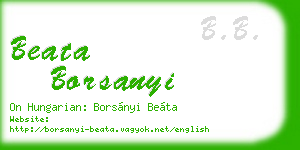 beata borsanyi business card